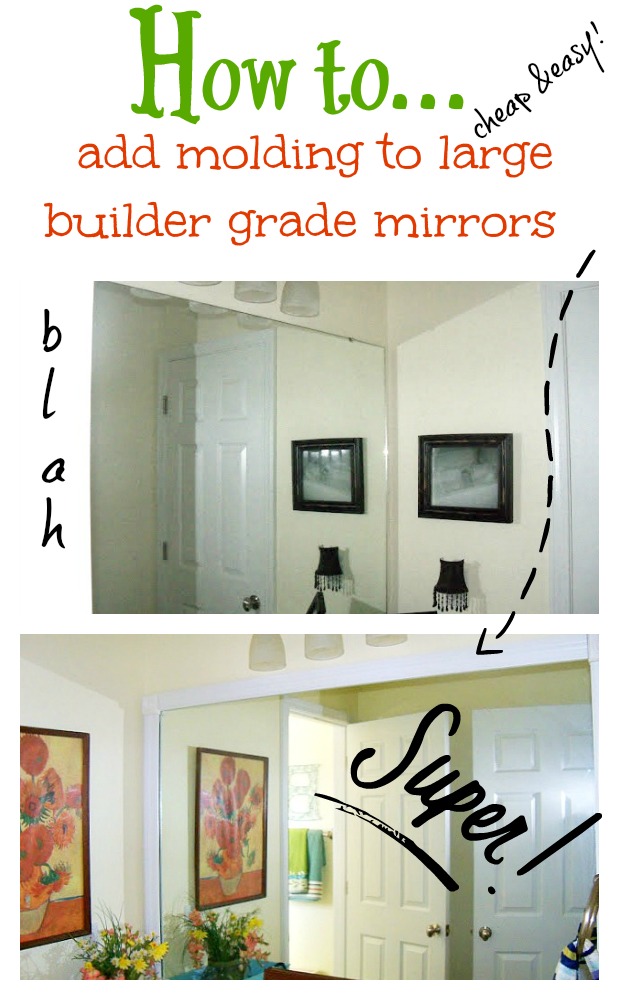 How to add molding around your bathroom builder grade mirrors Debbiedoos