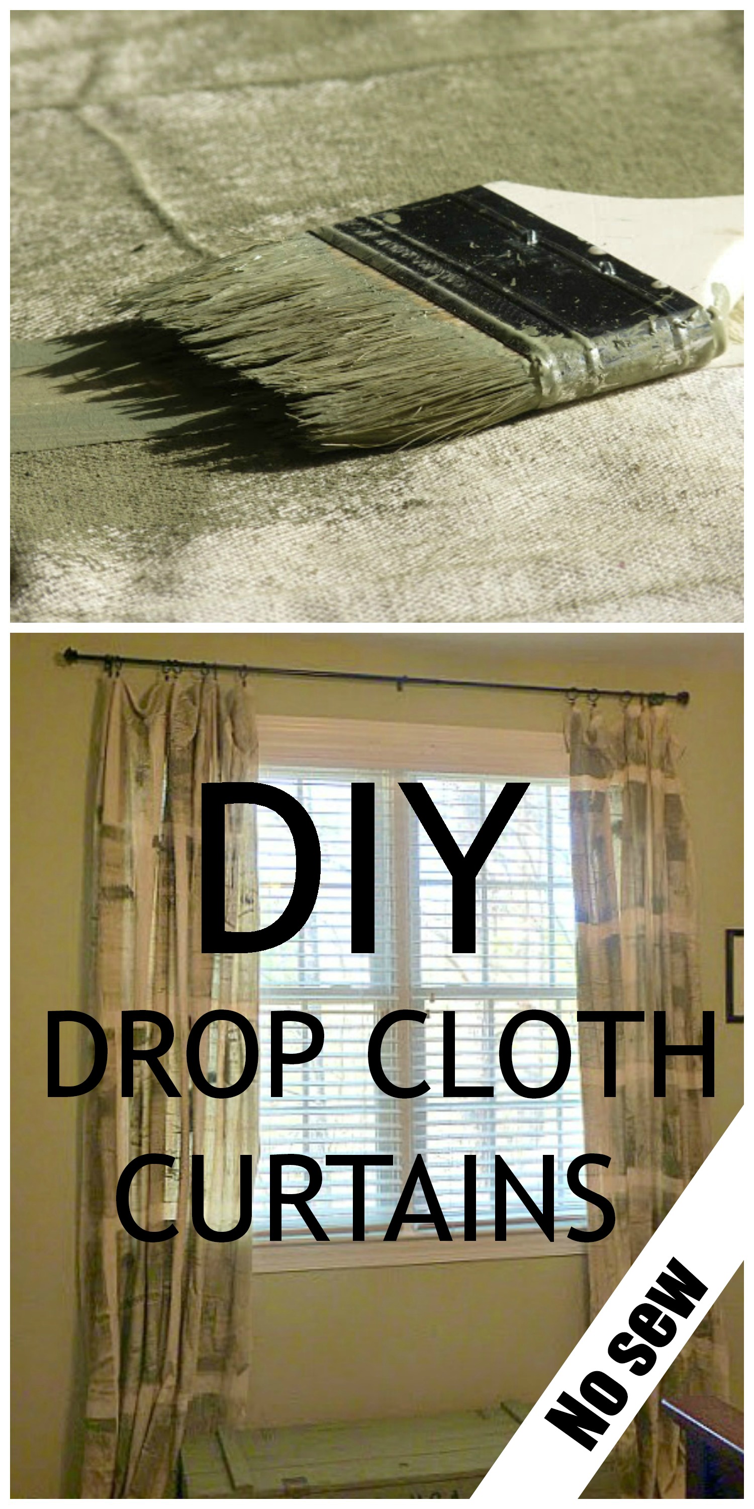 DIY Painter tarp curtains Debbiedoos