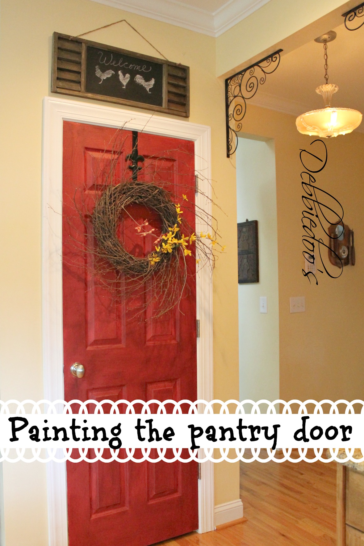 How to paint your pantry door RED! Debbiedoos