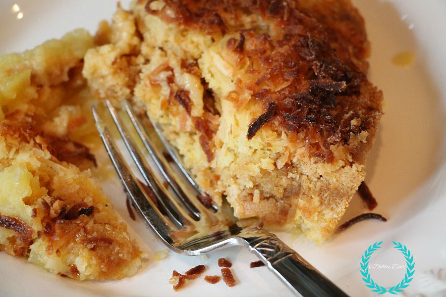 Toasted coconut pineapple dump cake Debbiedoos