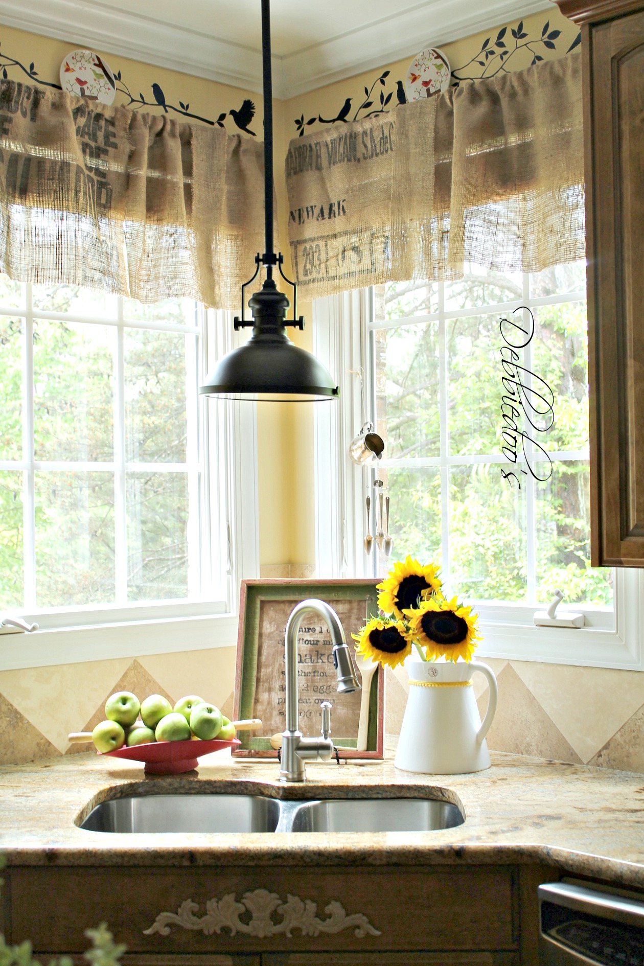 Diy No Sew Burlap Kitchen Valancesmade From Coffee Bags Debbiedoos Diy No Sew Burlap Kitchen Valancesmade From Coffee Bags Debbiedoos