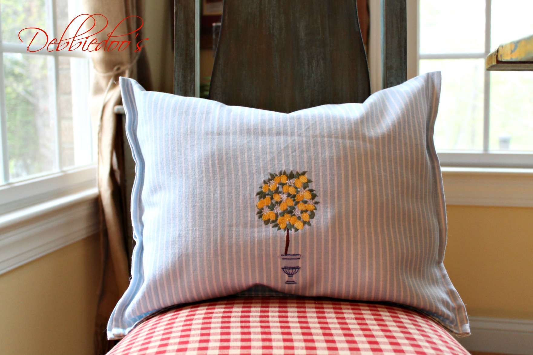 How to make a dish towel pillow for 2.00 Debbiedoos