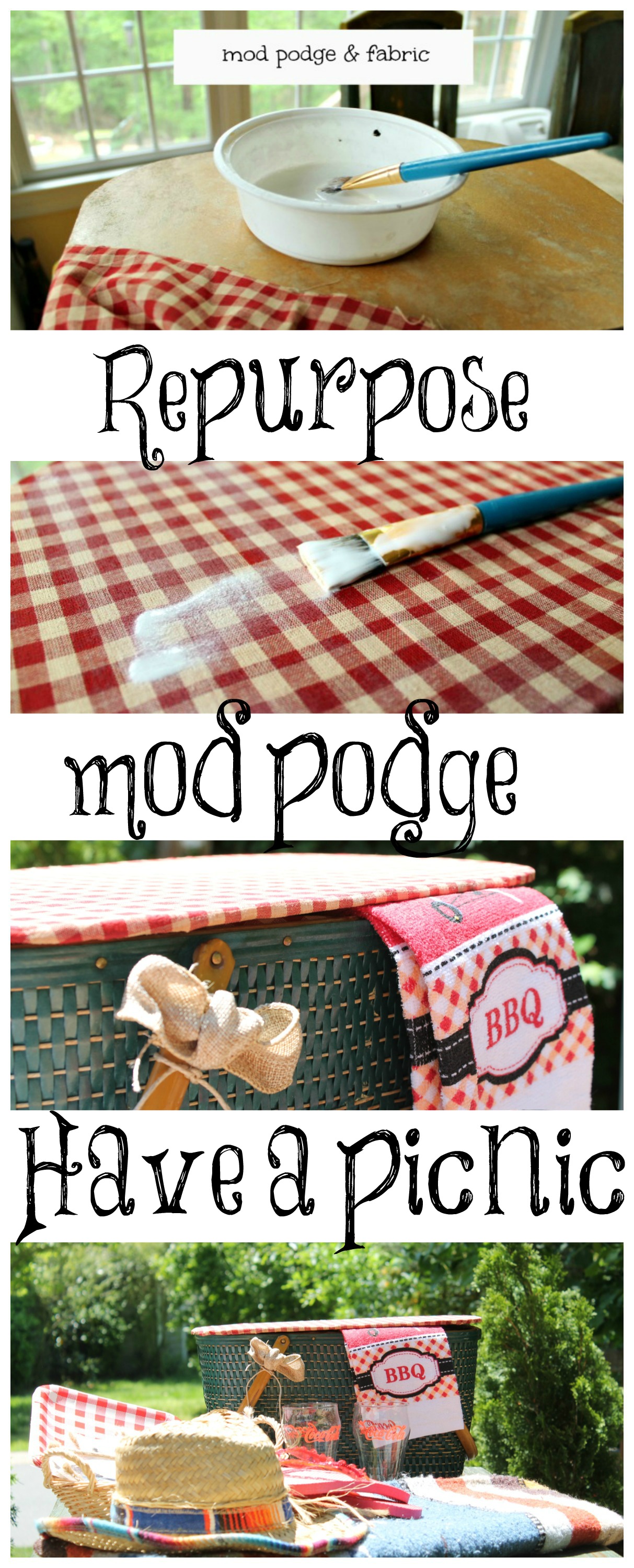 Repurposed vintage picnic basket Debbiedoos