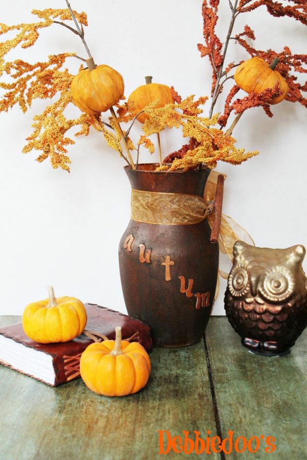 Autumn diy vase centerpiece Debbiedoos