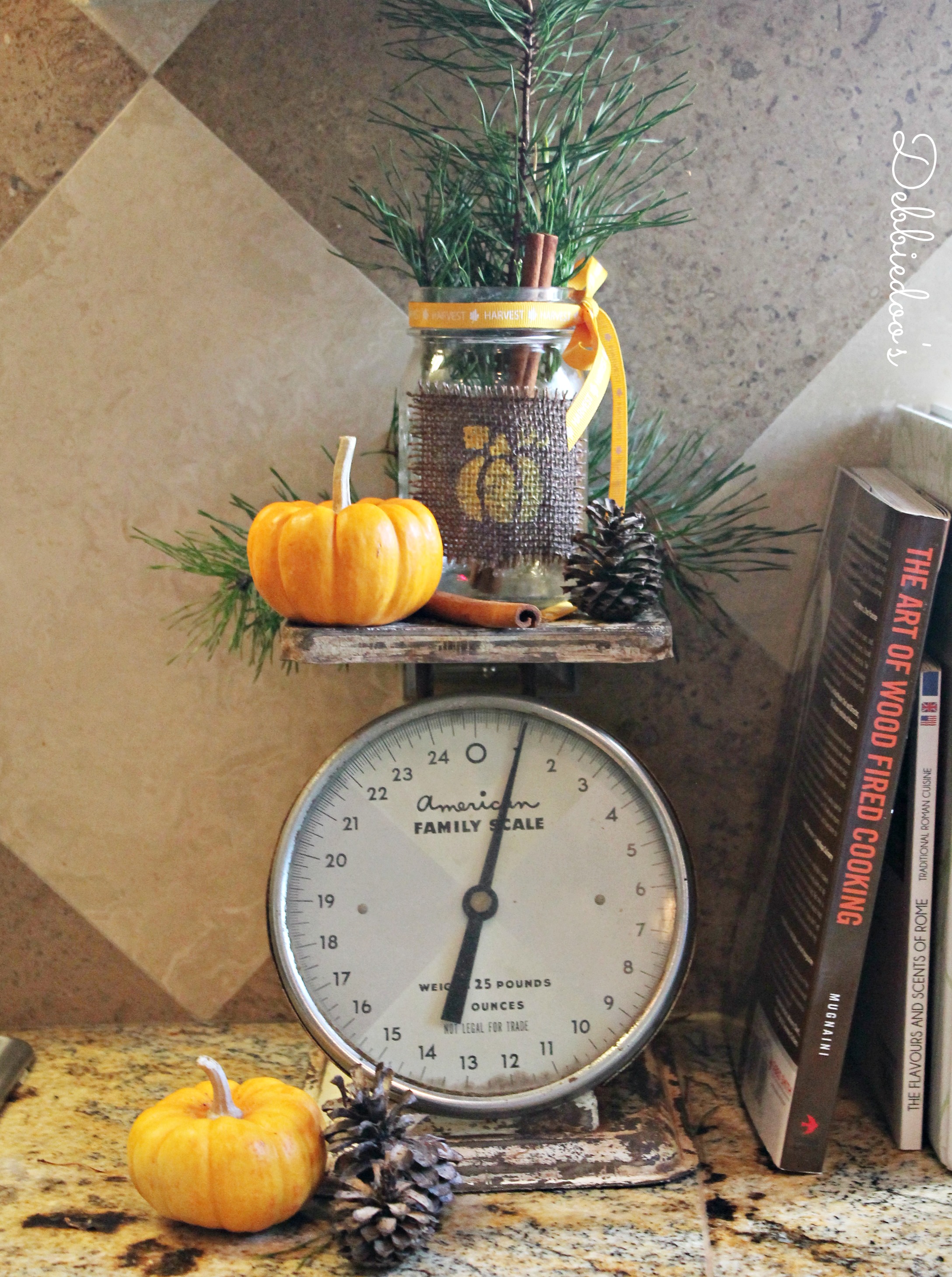 Vintage scale with mason jar craft