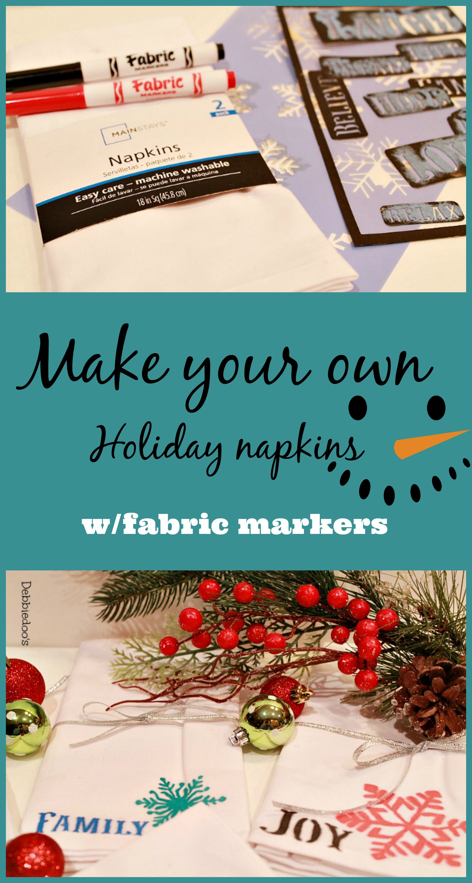 How to make your own Holiday napkins using fabric markers Debbiedoos