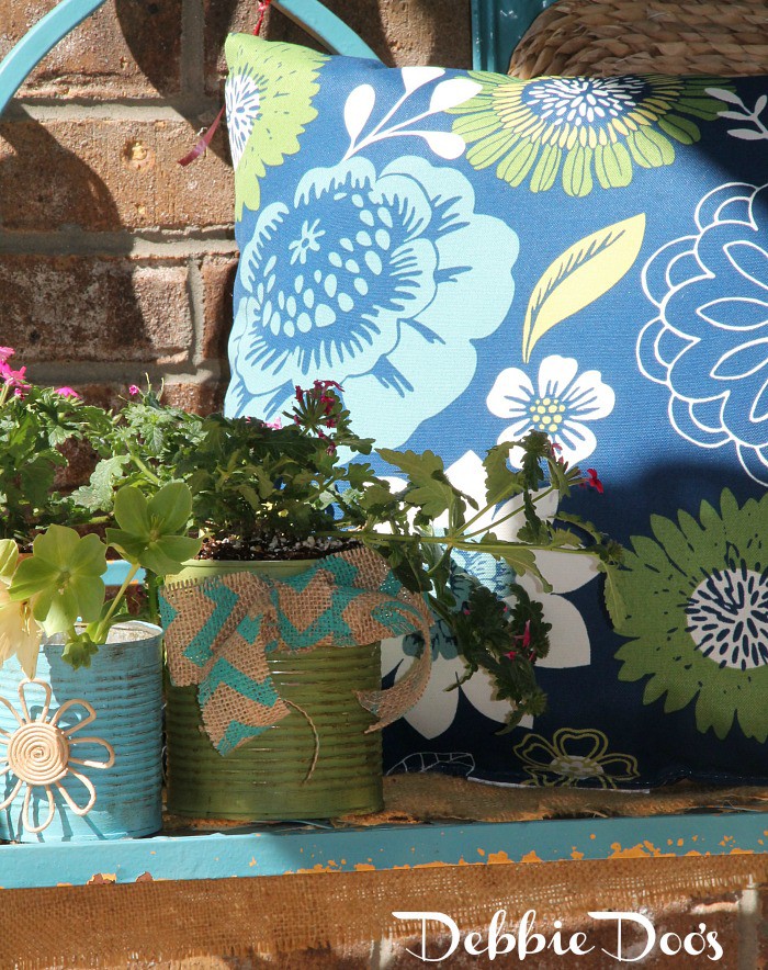 Adding a color pop for Spring with recycled cans 