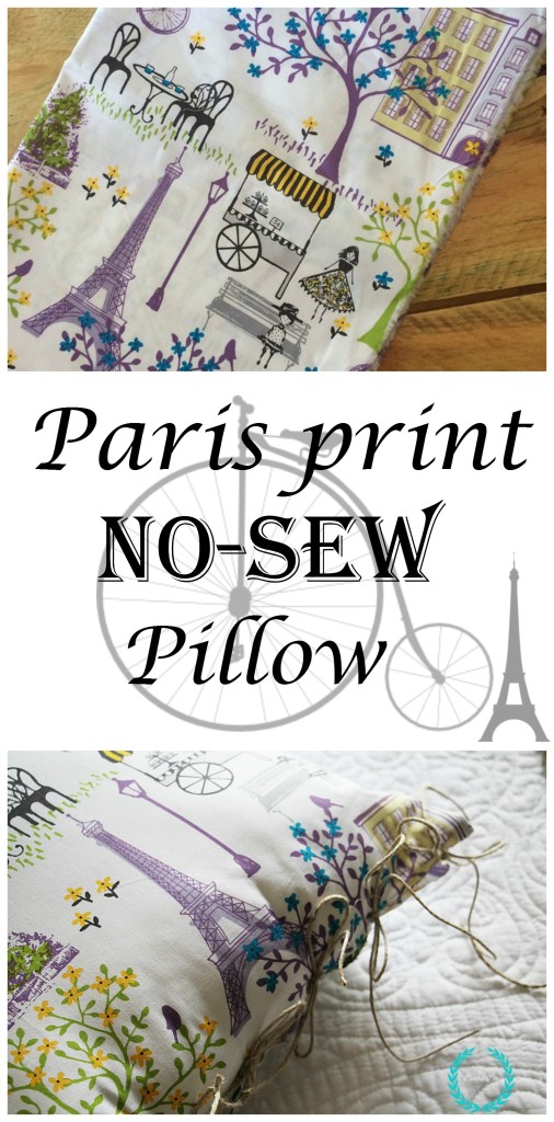 Paris print no sew pillow
