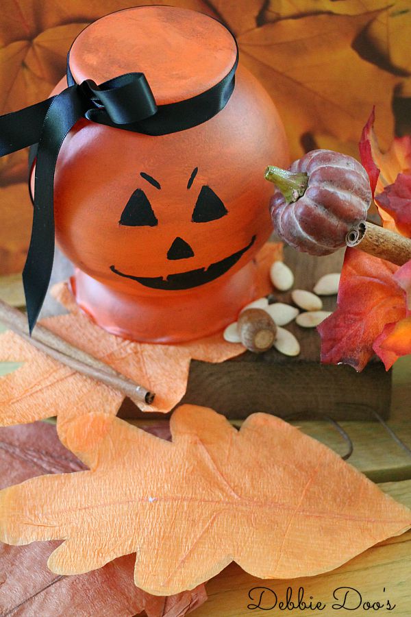Glass vase pumpkin idea Debbiedoos