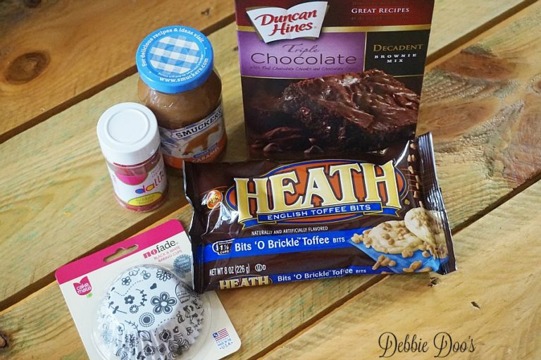 Caramel brownie Heath bar bites Debbiedoos