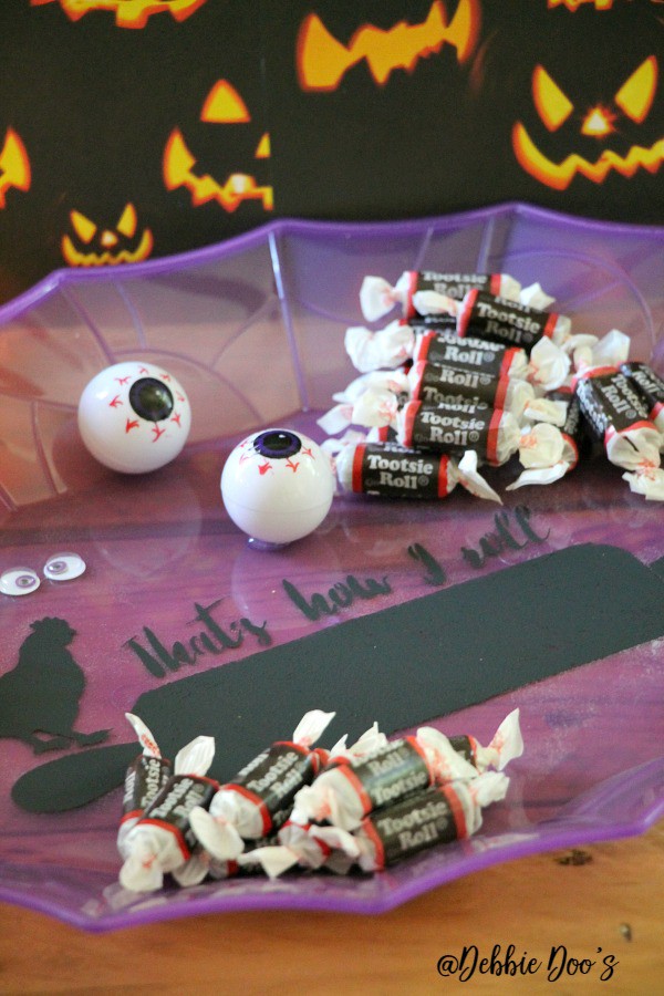 Dollar tree Halloween tray makeover Debbiedoos