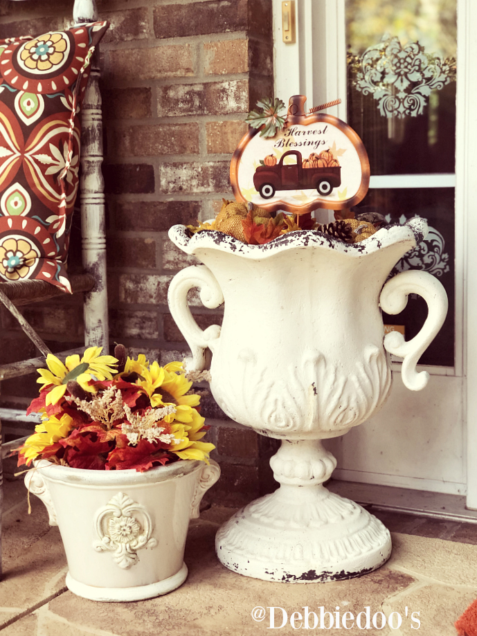 Fauz fall decorating urns and picks