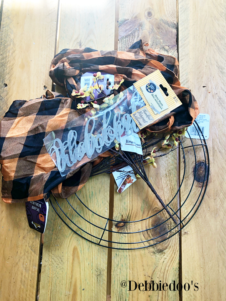 Dollar tree Fall scarf Wreath Debbiedoos