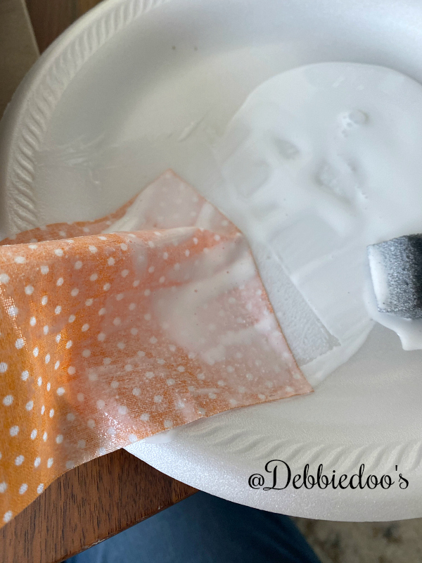 Dollar Tree Christmas wood cutout makeover with paint, mod podge and fabric