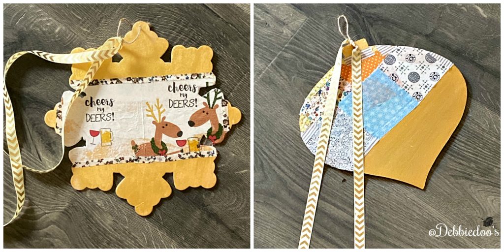 Dollar Tree Wood Snowflake and ornament makeover