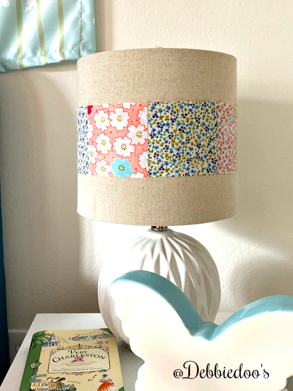 Lampshade makeover with fabric and Mod Podge