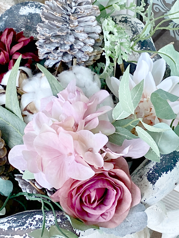 Winter Urns on the porch