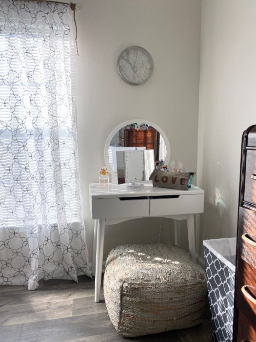 mid century modern makeup vanity