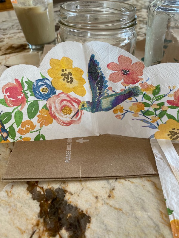 How to Mod Podge on glass with napkins