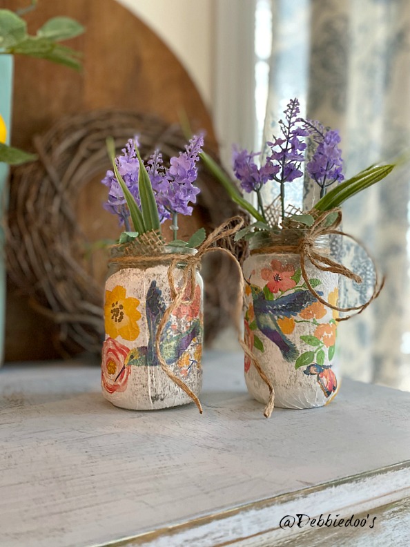 Mod Podge napkins on jars