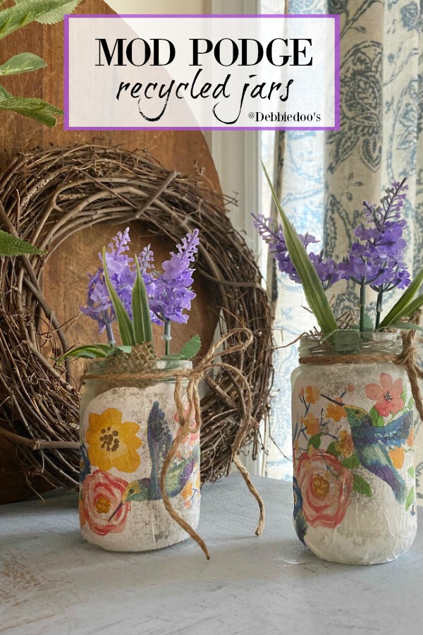 Mod Podge on glass with napkins