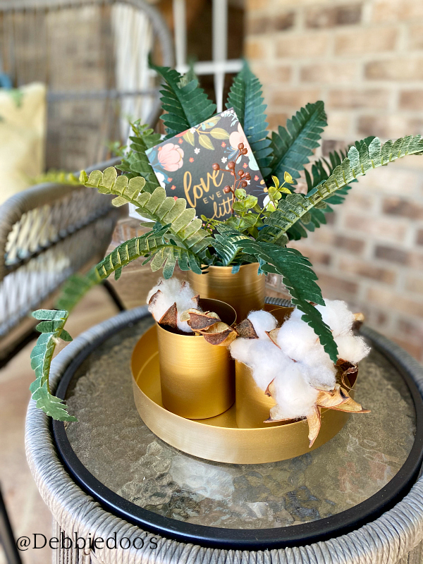 Brushed gold table top centerpiece by Decocrated