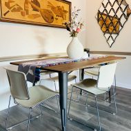 Boho dining room with steel case dining chairs